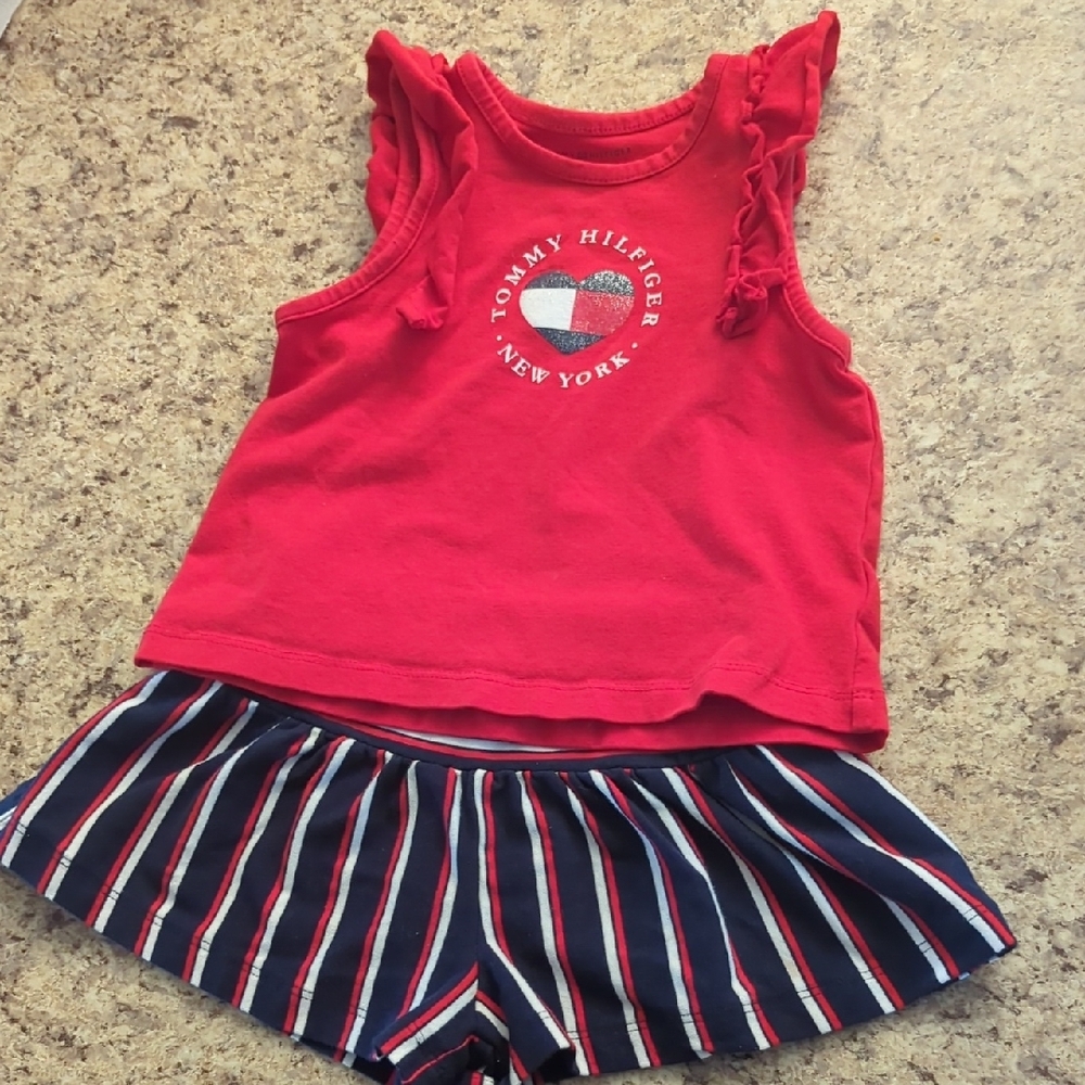 Tommy Hilfiger Ruffle Top and Striped Shorts